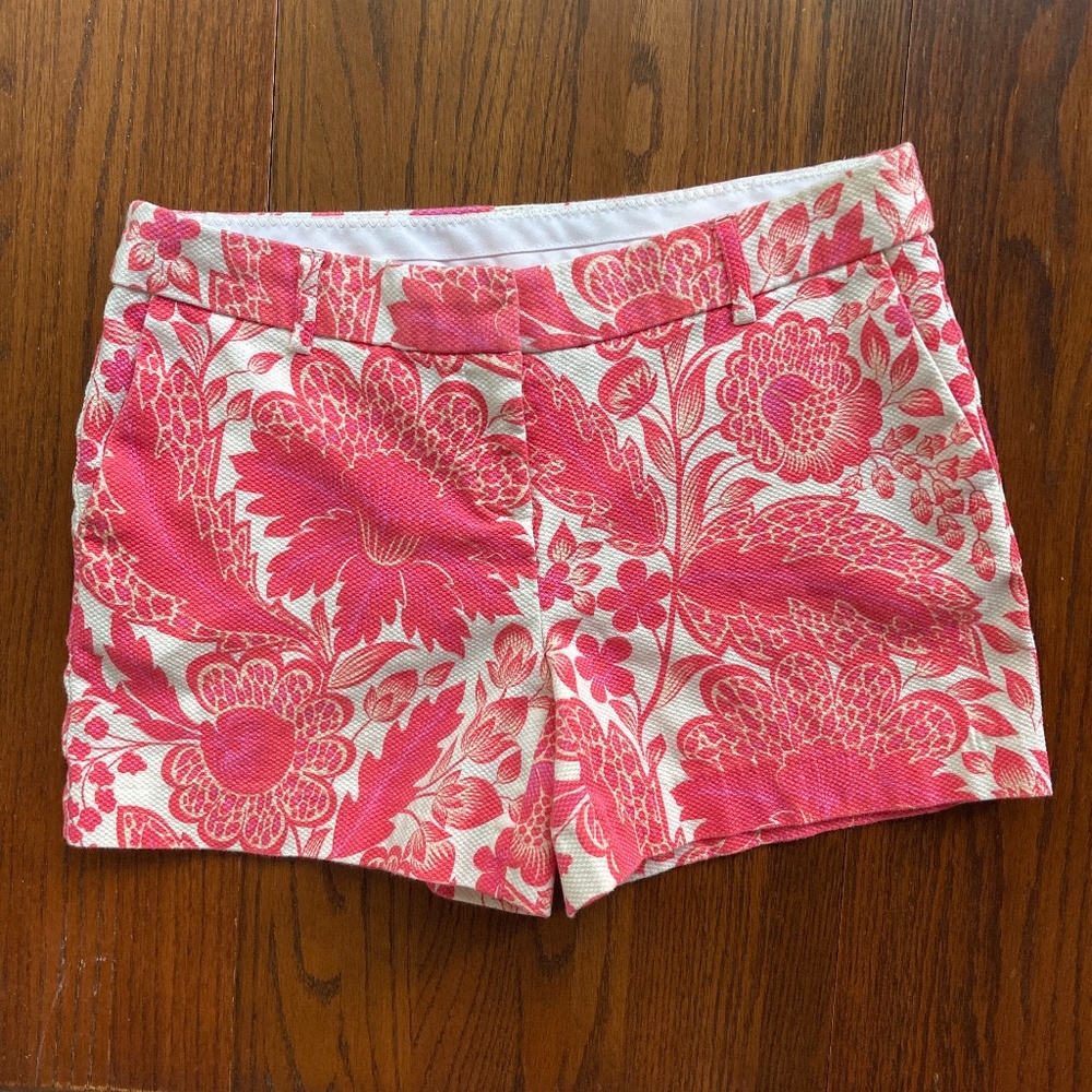 Pink Ivory Floral KENAR Textured Shorts